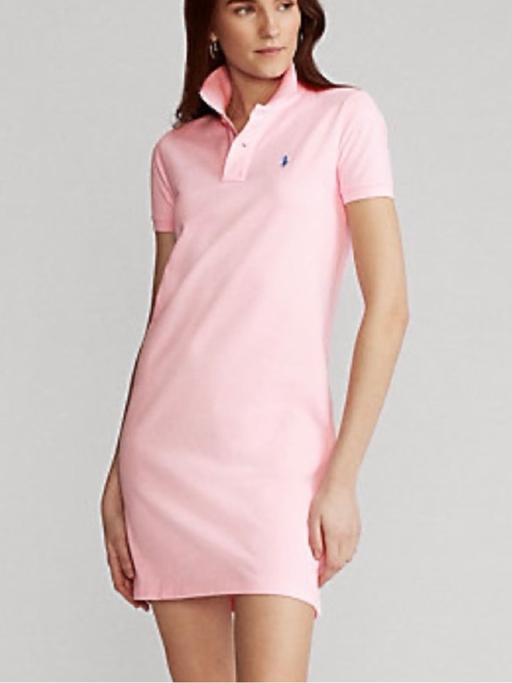 POLO Ralph Lauren "The Mesh Mini " Light Pink Cotton Polo T-Shirt Dress Large